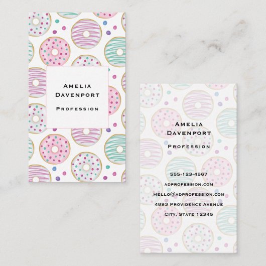 Donut Pattern Schattige Kleurrijk Visitekaartje (Voorkant / Achterkant)