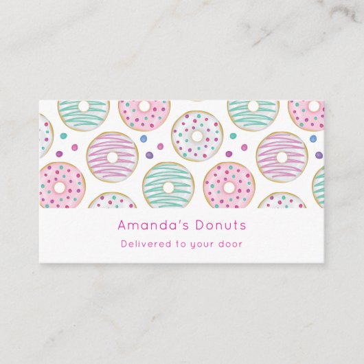 Donut Pattern Schattige Kleurrijk Visitekaartje (Voorkant)