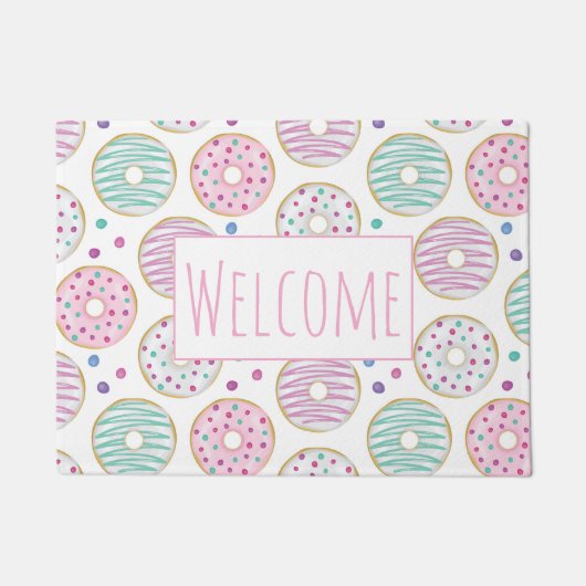 Donut Pattern Schattige Kleurrijk Welkom Deurmat (Voorkant)