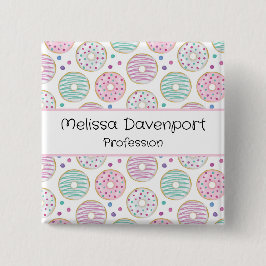 Donut Pattern Schattigee kleurrijke beroep Vierkante Button 5,1 Cm