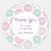 Donut Pattern Schattigee kleurrijke partij Dank u Ronde Sticker (Voorkant)