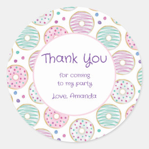 Donut Pattern Schattigee kleurrijke partij Dank u Ronde Sticker