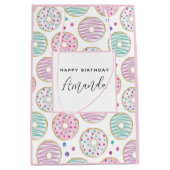 Donut Pattern Schattigee kleurrijke verjaardag Medium Cadeauzakje (Voorkant)