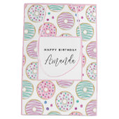 Donut Pattern Schattigee kleurrijke verjaardag Medium Cadeauzakje (Achterkant)