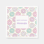 Donut Pattern Schattigee kleurrijke verjaardag Servet (Voorkant)