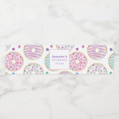 Donut Pattern Schattigee kleurrijke verjaardag Waterfles Etiket (Enkel label)