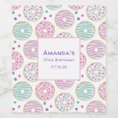 Donut Pattern Schattigee kleurrijke verjaardag Wijn Etiket (Enkel label)