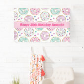 Donut Pattern Schattigee kleurrijke verjaardagsban Spandoek (Insitu)
