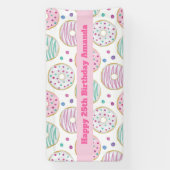 Donut Pattern Schattigee kleurrijke verjaardagsban Spandoek (Verticaal)