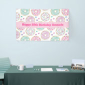 Donut Pattern Schattigee kleurrijke verjaardagsban Spandoek (Beurs)