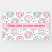 Donut Pattern Schattigee kleurrijke verjaardagsban Spandoek (Horizontaal)