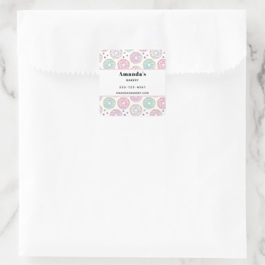 Donut Pattern Schattigee kleurrijke zaken Vierkante Sticker (Tas)