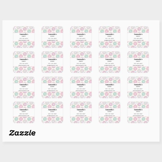 Donut Pattern Schattigee kleurrijke zaken Vierkante Sticker (Vel)