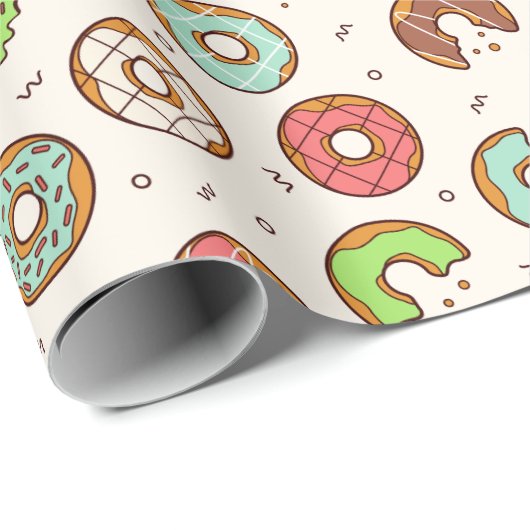 Donut Pattern | Vanilla Cream Cadeaupapier (Rol Hoek)