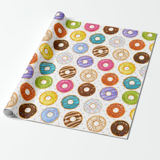 Donut Pattern Wrapping Paper Cadeaupapier (Uitgerold)