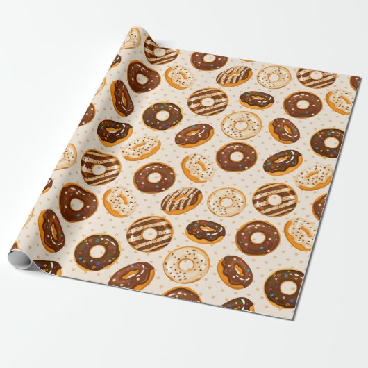Donut Pattern Wrapping Paper Cadeaupapier (Uitgerold)