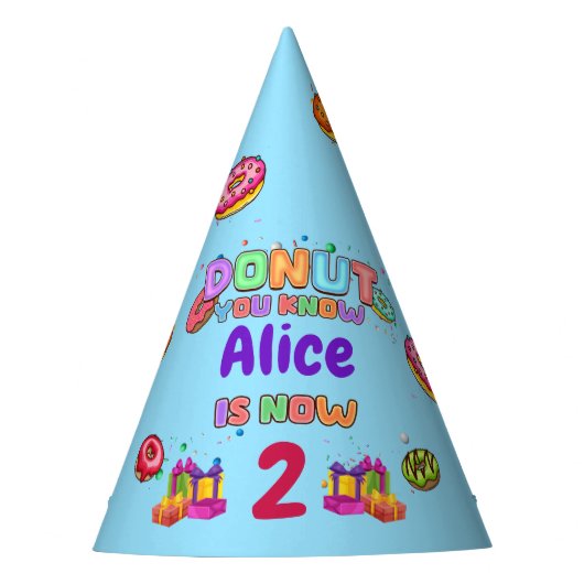 Donut Personalized Color Sprinkle Birthday Feesthoedjes (Voorkant)