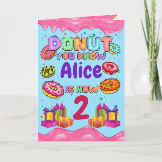 Donut persoonlijke kleuren prinkle Birthday Party Bedankkaart (Voorkant)