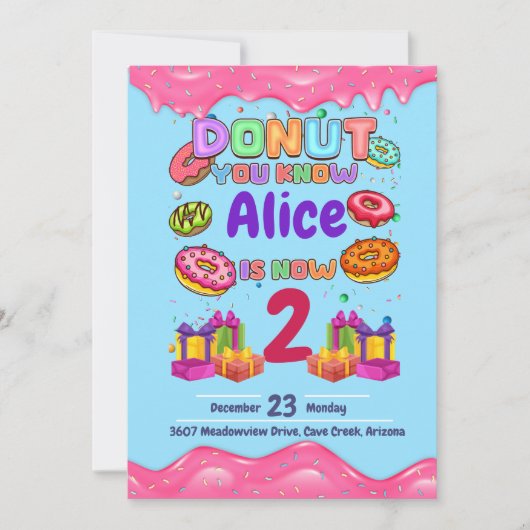 Donut persoonlijke kleuren prinkle Birthday Party Kaart (Voorkant)