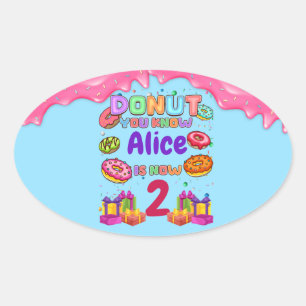 Donut persoonlijke kleuren prinkle Birthday Party Ovale Sticker