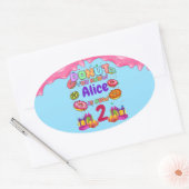 Donut persoonlijke kleuren prinkle Birthday Party Ovale Sticker (Envelop)