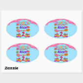 Donut persoonlijke kleuren prinkle Birthday Party Ovale Sticker (Vel)