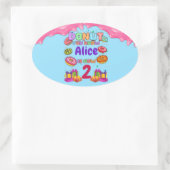 Donut persoonlijke kleuren prinkle Birthday Party Ovale Sticker (Tas)