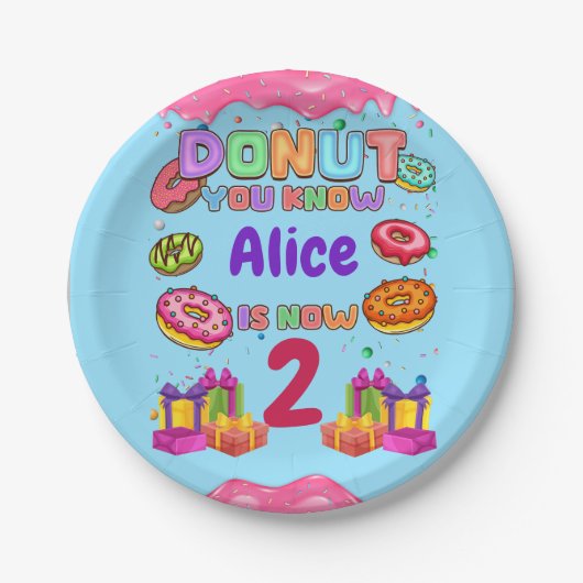 Donut persoonlijke kleuren prinkle Birthday Party Papieren Bordje (Voorkant)