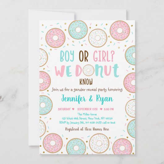 Donut Pink Blue Gold Geslacht onthullen Kaart (Voorkant)