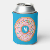 Donut Pink Frosted Sprinkle Leuk Donut Monogram Blikjeskoeler (Blikje Achterkant)