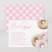 Donut | Pink Gingham Meisje Baby shower Boekaanvra Informatiekaartje (Voorkant / Achterkant)