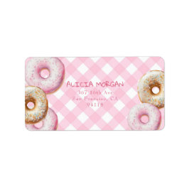 donut | Pink Gingham retour adreslabel Etiket