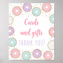 Donut Pink Gold Kaarten & Gifts Birthday Sign