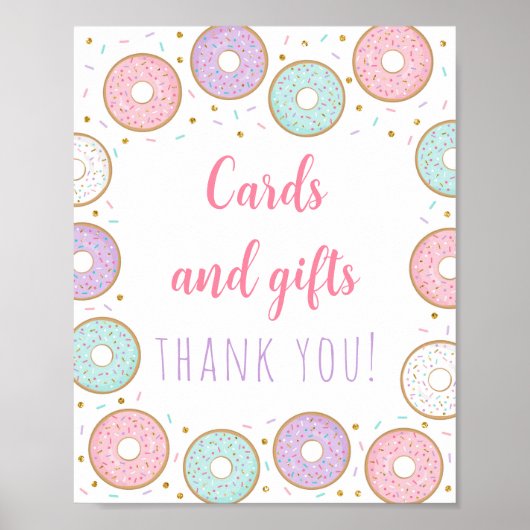 Donut Pink Gold Kaarten & Gifts Birthday Sign Poster (Voorkant)