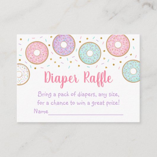 Donut Pink Gold Pastel Baby shower Diaper Raffle Informatiekaartje (Voorkant)