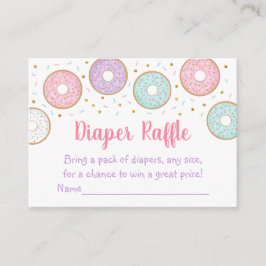 Donut Pink Gold Pastel Baby shower Diaper Raffle Informatiekaartje