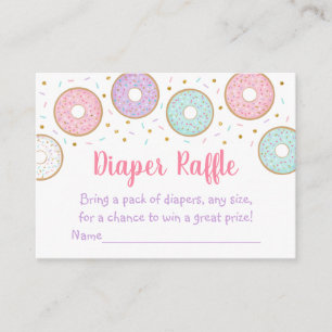 Donut Pink Gold Pastel Baby shower Diaper Raffle Informatiekaartje