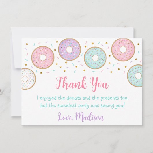 Donut Pink Gold Pastel Bedankkaart (Voorkant)