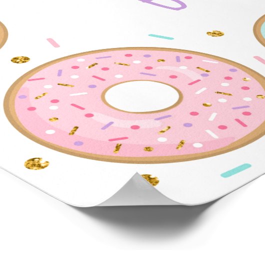Donut Pink Gold Pastel Birthday Welkom Poster (Hoek)