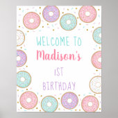 Donut Pink Gold Pastel Birthday Welkom Poster (Voorkant)