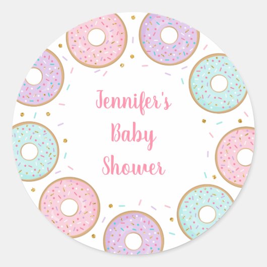 Donut Pink Gold Pastel Ronde Sticker (Voorkant)