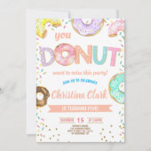 Donut Pink Sprinkles Girl Birthday Party Kaart (Voorkant)