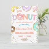 Donut Pink Sprinkles Girl Birthday Party Kaart (Staand voorkant)
