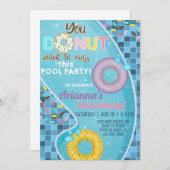 Donut poolmeisje verjaardagsuitnodiging, pooluitno kaart (Voorkant / Achterkant)
