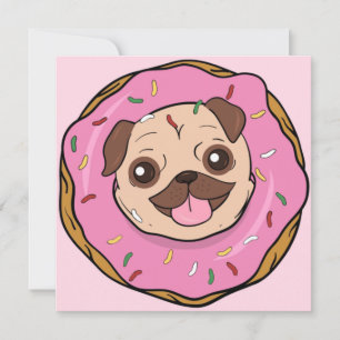 Donut Pug Feestdagenkaart