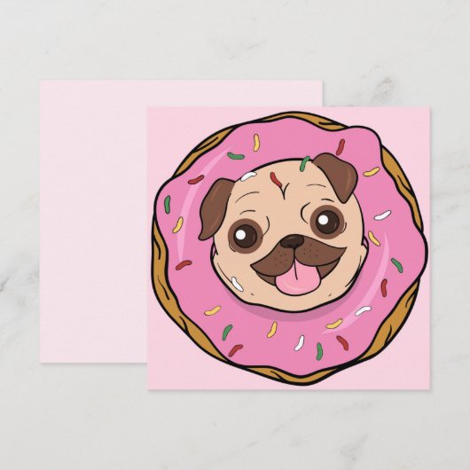 Donut Pug Holiday Card Feestdagenkaart (Voorkant / Achterkant)