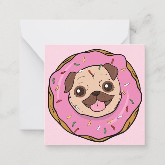 Donut Pug Notitiekaartje (Voorkant)