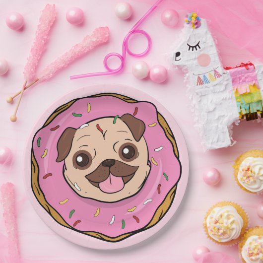 Donut Pug Papieren Bordje (Feest)