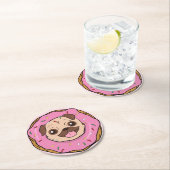 Donut Pug Ronde Kartonnen Onderzetter (Insitu)
