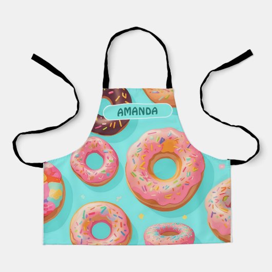 Donut Rainbow Kleurrijke Gepersonaliseerde Patroon Schort (Voorkant)